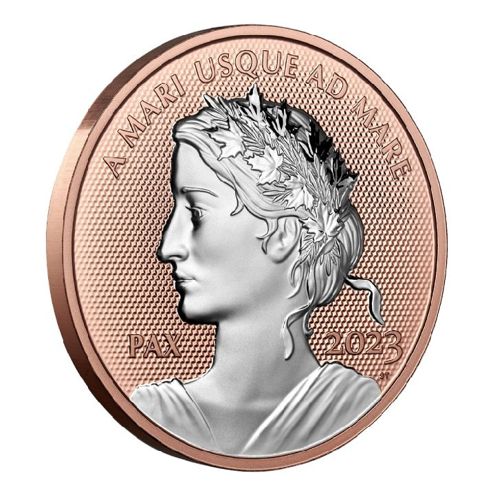 Canada: Peace Dollar pozłacany 1 uncja Srebra 2023 Proof Ultra High Relief Plated Coin