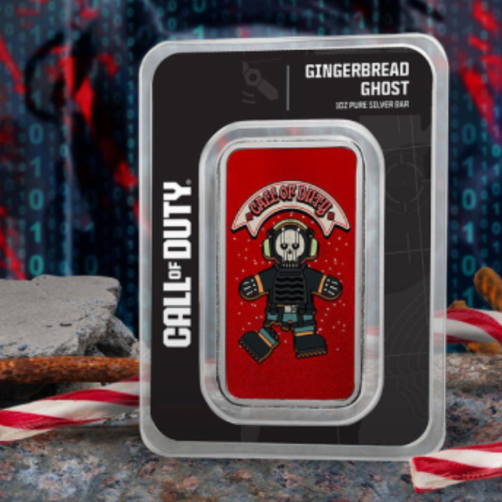 Bar Pamp: Call of Duty - Gingerbread Ghost Colorized 1 oz Silver 2025 Prooflike
