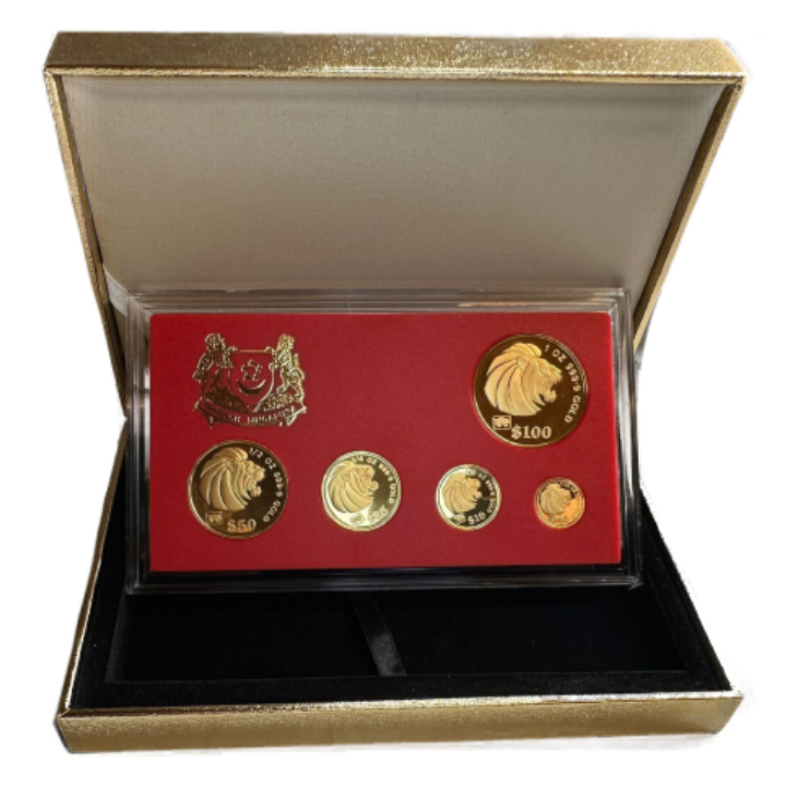 Leone di Singapore: Set di 5 monete Oro 1995 Pig Privy Mark