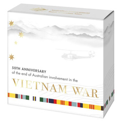 50e anniversaire de la fin de l'implication de l'Australie dans la guerre du Vietnam colorée 2 Argent 2023 Proof « C » Mintmark
