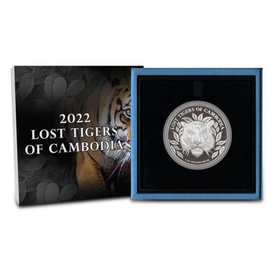 The Lost Tigers of Cambodia 1 oncia d'argento 2022 Proof High Relief