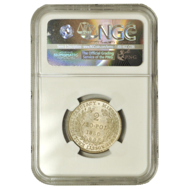 Royaume de Pologne/Russie Nicolas Ier, 2 zlotys 1830 FH NGC MS62