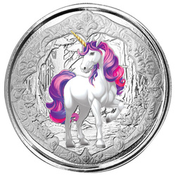 Fiji: Unicorn "Veloria" coloured 1 oz Silver 2024 Prooflike