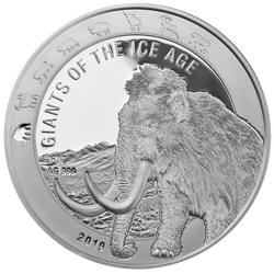 Ghana : Giants of the Ice Age - Mammouth laineux 1 once d'argent 2019