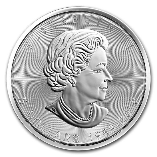Kanadyjski Liść Klonowy 1 uncja Srebra 2018 (30 rocznica)