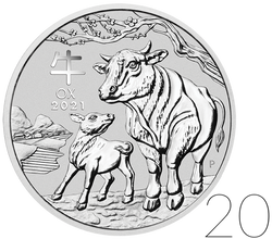 Lunar III: Year of the Ox 1 oz Silver Sets 20 Pc. 2021