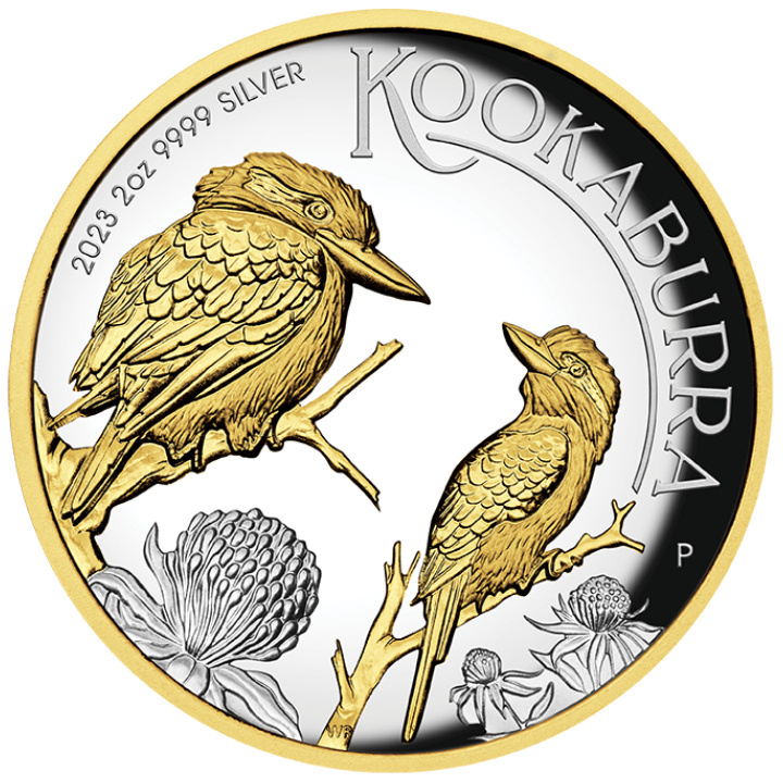 Kookaburra pozłacana 2 uncje Srebra 2023 Proof High Relief 
