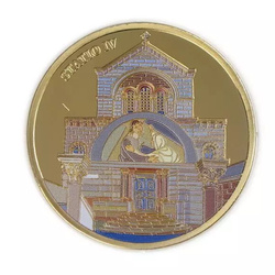 Set 14 monede Via Dolorosa colorată aurită Bronz 2016 Prooflike