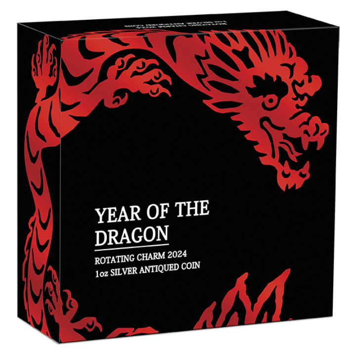 Tuvalu: Lunar III - Año del Dragón 1 oz Plata 2024 Encanto Giratorio Moneda Antigua