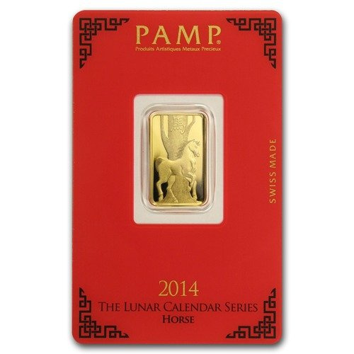 5 gram Gold Bar Lunar Jahr des Pferd