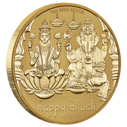 Medalion Diwali pozłacany 1 uncja Srebra 2023
