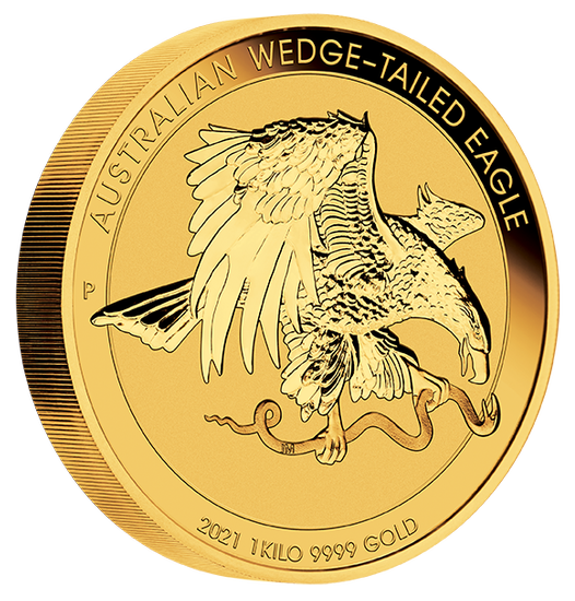 Australian Wedge-Tailed Eagle 1000 gramm Gold 2021 Incused coin