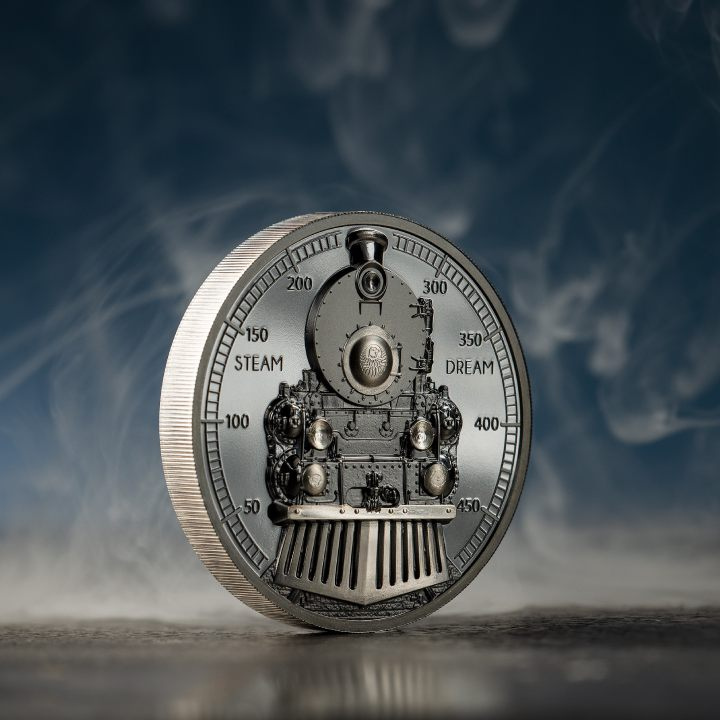 Cookovy ostrovy: Train - Steam Dream 2 unce stříbra 2023 Black Proof High Relief