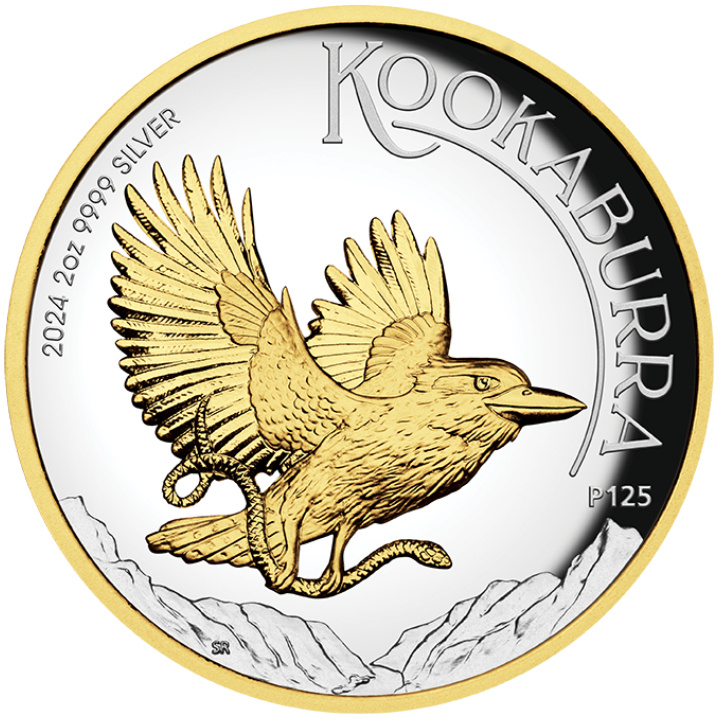 Kookaburra 2 oz Silber 2024 Proof High Relief Gilded Coin