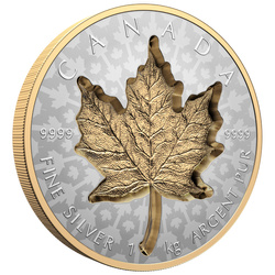 Canadian Maple Leaf - Super Incuse 1000 gram Silver 2024 Gilded Reverse Proof