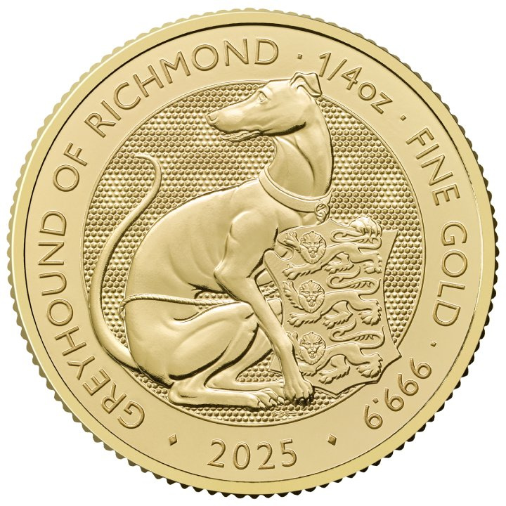 The Royal Tudor Beasts: The Greyhound of Richmond 1/4 oz Oro 2025