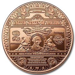 $2 bankovka 1 unce mědi