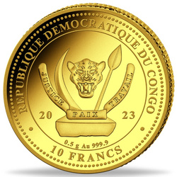 Congo : Faune sauvage du monde - Rayons océaniques 0,5 gramme d'or 2023 Proof