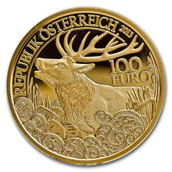 Wildlife in our Sights: Red Deer 100 Euro 2013 Proof