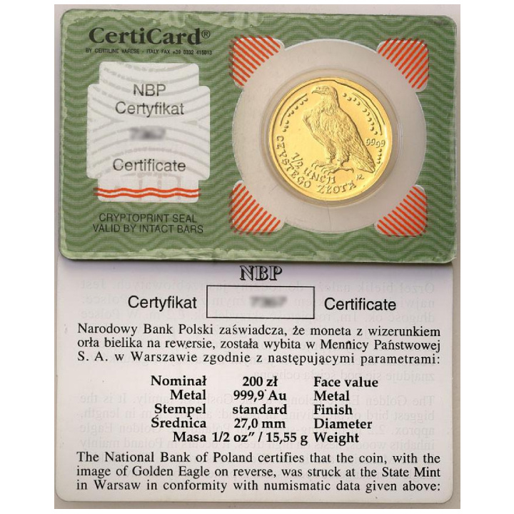 Bielik Eagle 1/2 uncia arany 2004