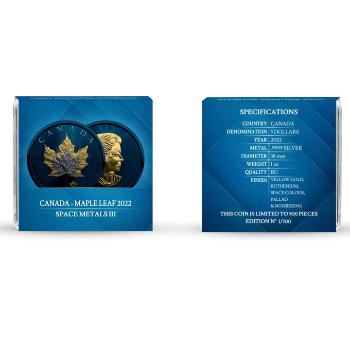 Kanadai Juharlevél 1 uncia ezüst színezett/aranyozott 2022 Space Metals III. kiadás