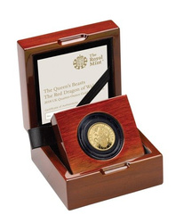 Le bestie della regina: il drago rosso del Galles 1/4 oncia d'oro 2018 PROOF