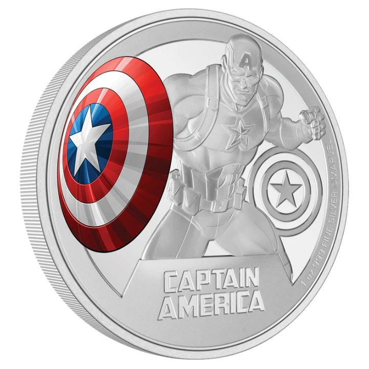 Niue : Marvel - Captain America coloré 1 once d'argent 2023 Proof