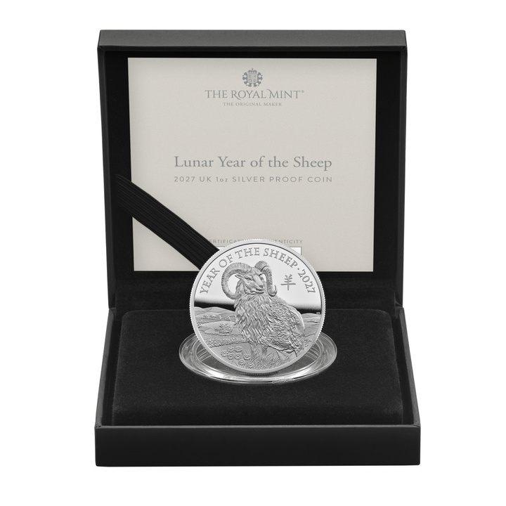 Monedă de argint The Royal Mint: Lunar - Anul Oii 1 uncie de argint 2027 Proof