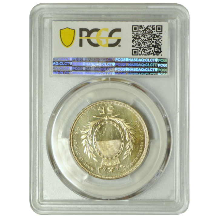 Suisse : 5 francs Fribourg Argent 1934-B PCGS MS66 PL