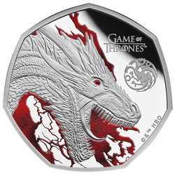 Monedă de Argint Game of Thrones - Fire 50p colorată Argint 2026 Proof