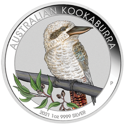 World Money Fair Berlin 2021: Kookaburra 1 uncja Srebra 2021 Kolorowany