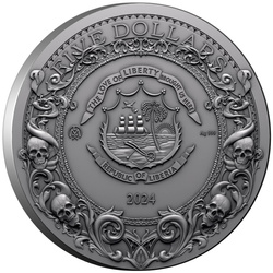 Liberia: Darkness Rider coloured $5 Silber 2024 Gilded High Relief Antiqued Coin