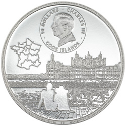 Îles Cook : Château de Chambord coloré 2 onces d'argent 2024 Proof Ultra High Relief