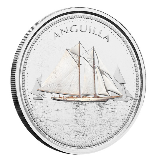 Anguilla: Vitorlás regatta színes 1 uncia ezüst 2021 Proof