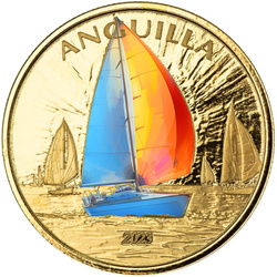 Anguilla: Regatta színes 1 uncia arany 2023 Proof