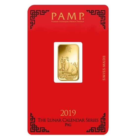 5 grammi Lingotto d'oro serie Lunar Anno del Maiale