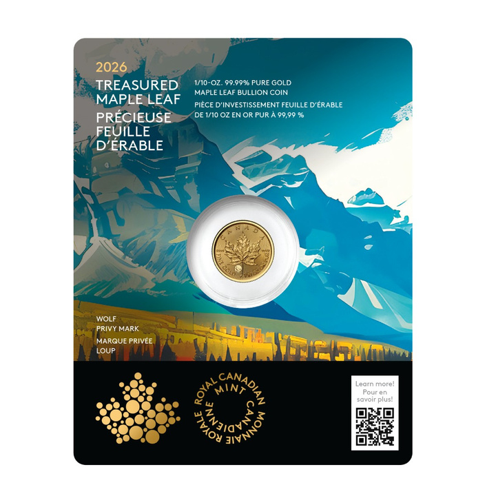 Canadian Maple Leaf 1/10oz Gold 2026 Privy Wolf Mark