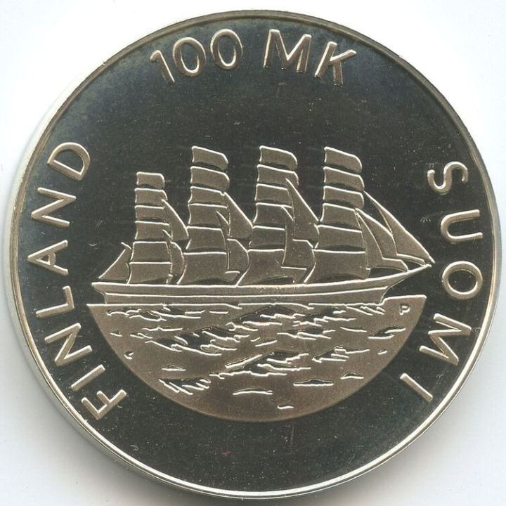Finnland, 100 Mark Zufallsjahr (Feingehalt Ag.925, 24 Gramm)