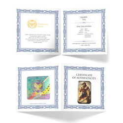 Germania Mint: Gods -Týr coloured 2 oz Silver 2024 Bar Antique Finish