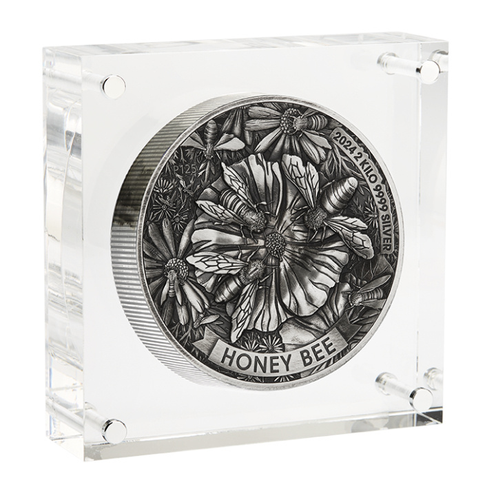 Honey Bee 2000 grams Silver 2024 High Relief Antiqued Coin