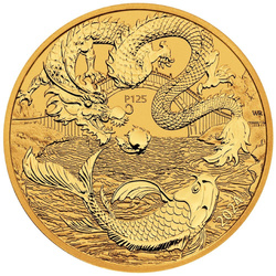 Mythes et légendes chinois : Dragon et carpe koï 1 once d'or 2024