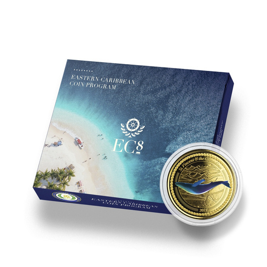 St. Vincent & The Grenadines - Humpback Whale kolorowany 1 uncja Złota 2021 Proof
