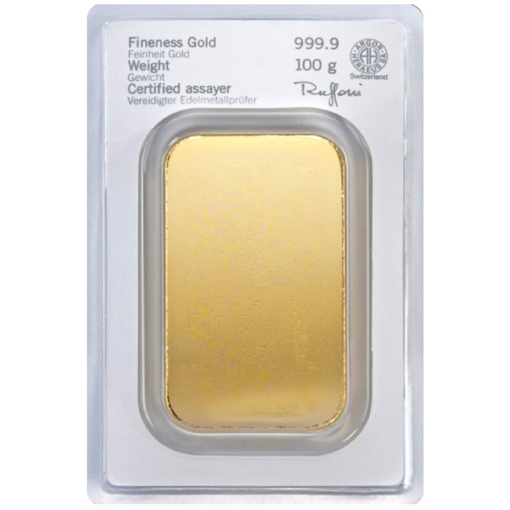 Heraeus 100 gramos LBMA lingote de oro