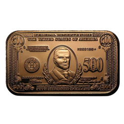 Sztabka $500 US William McKinley Banknote 1 uncja Miedzi