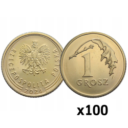 Banca Nazionale Polacca: 1 grosz Sacchetto della Zecca (100 pezzi) del 2024 UNC
