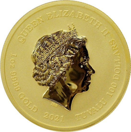 Tuvalu: Olympische Götter - Poseidon 1 oz Gold 2021