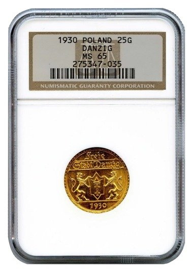 Wolne Miasto Gdańsk 25 Guldenów 1930 MS65 NGC