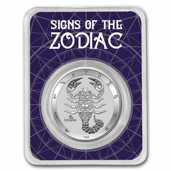 Tokelau: Zodiac Series - Skorpion 1 uncja Srebra 2022 Slab