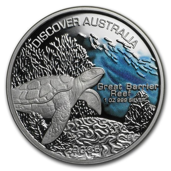 Discover Australia: Grande Barriera Corallina 1 oncia d'argento 2006 Proof