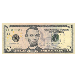 Bancnot SUA 5 dolari (5 U.S. dollars / 5 USD) UNC 100 bucăți